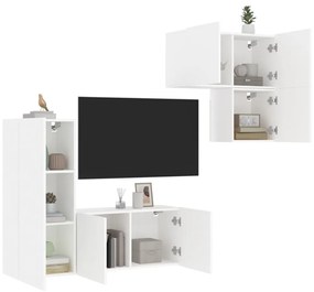 vidaXL 4 pcs móveis de parede p/ TV derivados de madeira branco