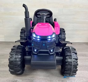 Tractor Eléctrico para crianças 24V Peketrac 6100 2.4G, rodas Borracha, Assento Couro sintético Rosa