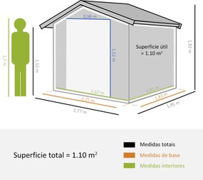 Abrigo de Jardim Metálico para Armazenamento de Ferramentas com Base de Reforço Incluída e 4 Janelas 277x195x192cm Cinza Escuro