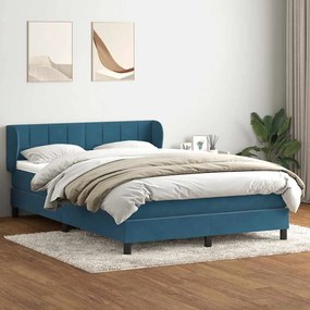 vidaXL Cama box spring com colchão 160x210 cm veludo azul escuro