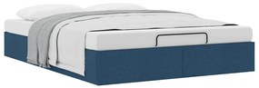 Estrutura de cama otomana sem colchão 140x200 cm tecido azul