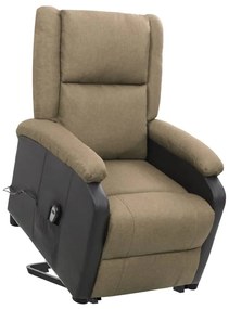 vidaXL Poltrona elevatória tecido cinzento-acastanhado