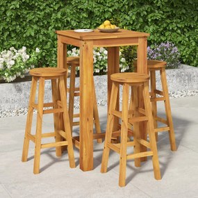 vidaXL 5 pcs conjunto de bar para jardim madeira de acácia maciça