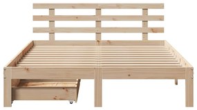 Estrutura de cama c/ gavetas 160x200 cm madeira de pinho maciça
