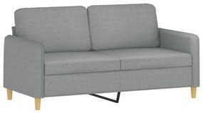 3 pcs conjunto de sofás com almofadas tecido cinzento-claro