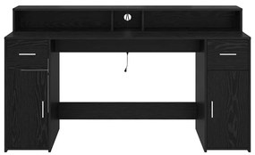 Escrivaninha Carvalho Preto 160x55x91 cm Madeira Engenheirada