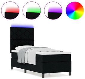 Cama Box com Colchão e Luz LED Preta, 80 x 200 cm de Tecido