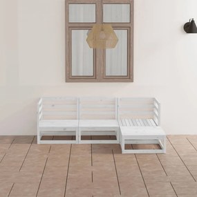 vidaXL 4 pcs conjunto lounge de jardim pinho maciço branco