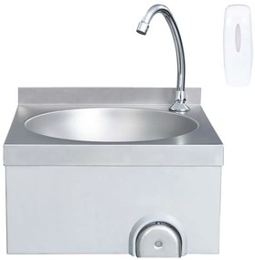 Lavatório com torneira aço inoxidável e dispensador de sabonete