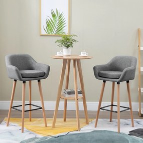 Bancos de bar de design escandinavo (MESA NÃO INCLUIDA)- Conjunto de 2 bancos de bar de grande conforto com apoio para os pés e braços - Madeira maciç