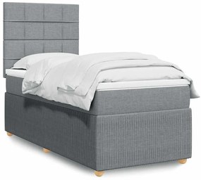 Cama com molas/colchão 80x200 cm tecido cinza-claro