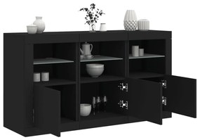 Aparador com luzes LED 123x37x67 cm preto
