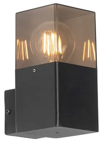 Candeeiro de parede exterior moderno preto IP44 com vidro fumê - Denmark Moderno