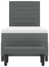 Cama Box Spring com Colchão &amp; Banco Cinza Escuro 80x200 cm Tecido