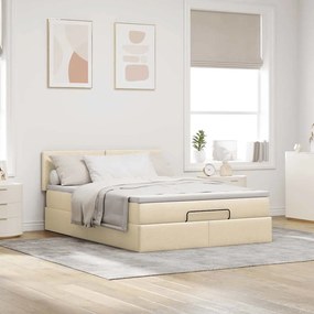 Cama otomana com colchão 140x200 cm tecido creme