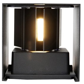 Candeeiro de parede exterior preto com LED 2-luzes IP54 - Edwin