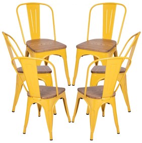 Pack 6 Cadeiras Torix Madeira Natural - Amarelo