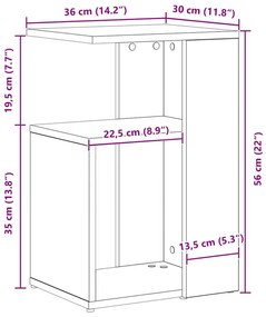 Mesa de Apoio vidaXL Preta de Carvalho 36x30x56 cm em Madeira Revestid