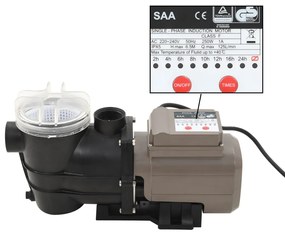 vidaXL Bomba de piscina com temporizador preto 0,25 HP 8000 L/h