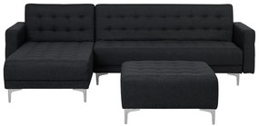 Sofá de canto 4 lugares com repousa-pés em tecido cinzento grafite à direita ABERDEEN Beliani