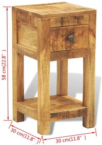 Mesa de cabeceira com 1 gaveta, madeira de mangueira maciça
