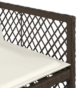 17 pcs conjunto jantar p/ jardim c/ almofadões vime PE castanho
