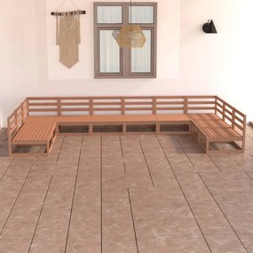 10 pcs conjunto lounge de jardim pinho maciço