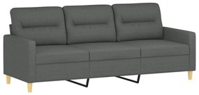 4 pcs conjunto de sofás com almofadas tecido cinzento-escuro
