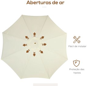 Guarda-Sol de Jardim Cannes – Ø325x250 cm – Creme – Madeira com Teto V