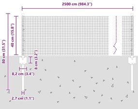 Cerca de Fio Soldado com 11 Postes em U Verde 0.4x25 m de Aço