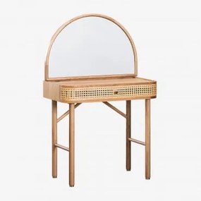 Toucador Com Espelho Em Folha De Carvalho Edwina Madeira Natural - Sklum