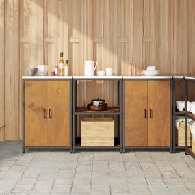 vidaXL Conjunto de Armazenamento de Cozinha 3 pcs Ferro Enferrujado