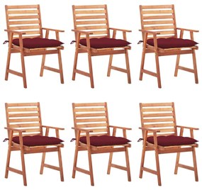 vidaXL Cadeiras de jantar p/ jardim 6 pcs c/ almofadões acácia maciça