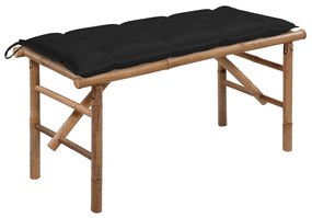 vidaXL Banco de jardim dobrável com almofadão 118 cm bambu