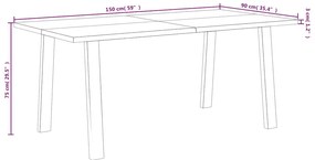 Mesa de jantar 150x90x75 cm madeira de acácia maciça