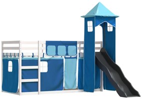 Beliche com escorrega e cortinas 90x200 cm azul
