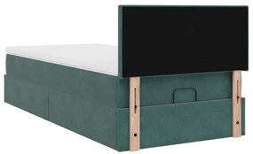 Estrutura de cama otomana colchão 90x200 cm veludo verde escuro