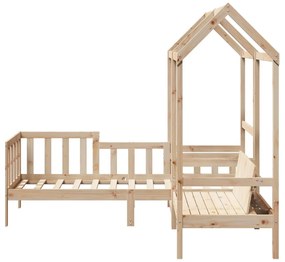 Conjunto de sofá-cama e banco c/ telhado 90x200 cm pinho maciço