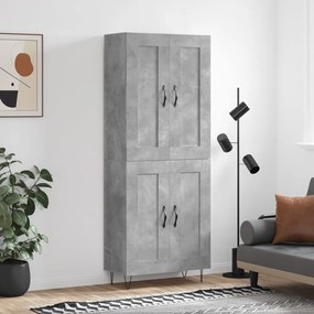 vidaXL Armário alto 69,5x34x180 cm derivados de madeira cinza cimento