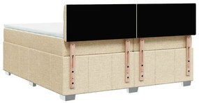 Cama com molas/colchão 200x200 cm tecido cor creme