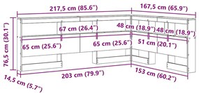 Cabeceira de armazenamento Carvalho fumado 150 cm