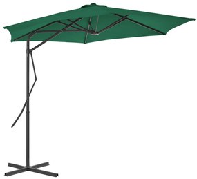 Guarda-sol de exterior com poste de aço 300 cm verde