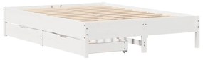 Cama sem colchão 140x190 cm madeira de pinho maciça branco