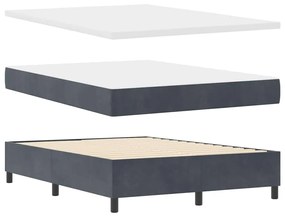 Cama Box Spring com Colchão Cinza Escuro 140x190 cm Veludo