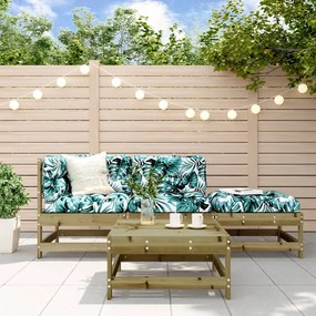 4 pcs conjunto lounge de jardim madeira de pinho impregnada