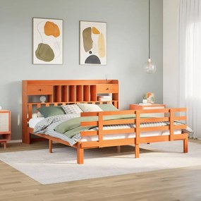 vidaXL Cama com estante sem colchão 180x200 cm pinho maciço