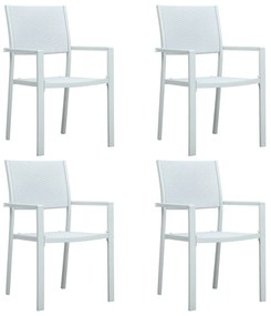 Cadeiras jardim 4 pcs plástico branco aspeto vime
