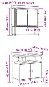 Conjunto de Armário de Banheiro de 2 Peças em Madeira Sonoma