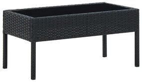 45904 vidaXL Mesa de jardim 75x40x37 vime PE preto