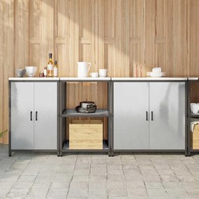 vidaXL Conjunto de Armazenamento de Cozinha com prateleira Outros 3 pcs Prata